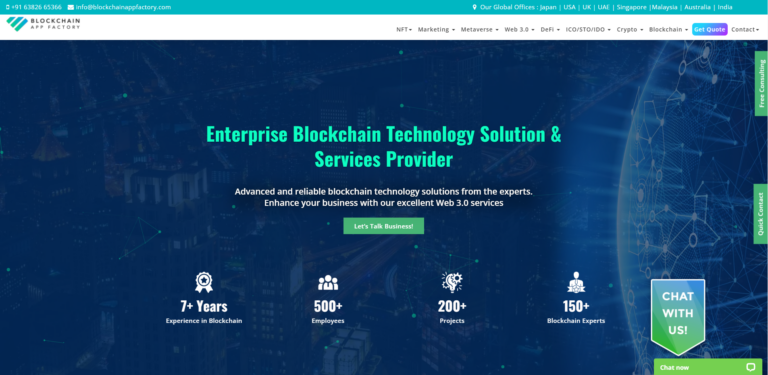 Blockchain App Factory enterprise blockchain solutions homepage