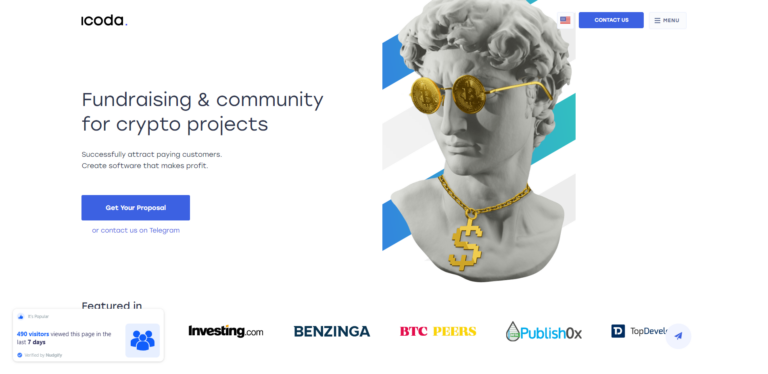 ICODA crypto marketing agency homepage
