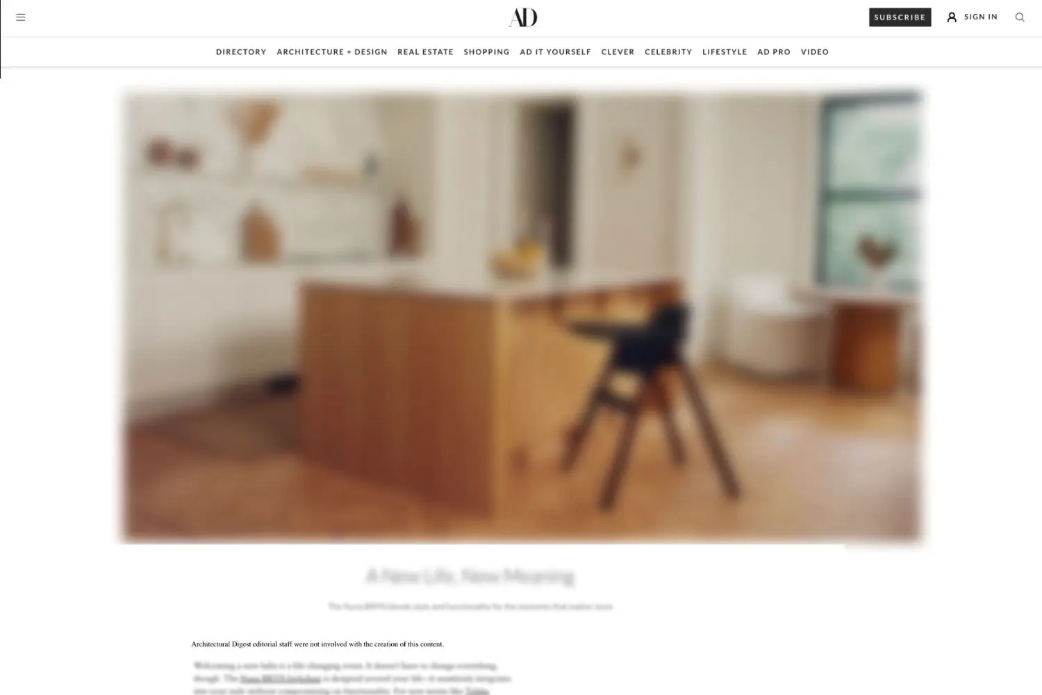 Sample Architectural Digest placement by Baden Bower