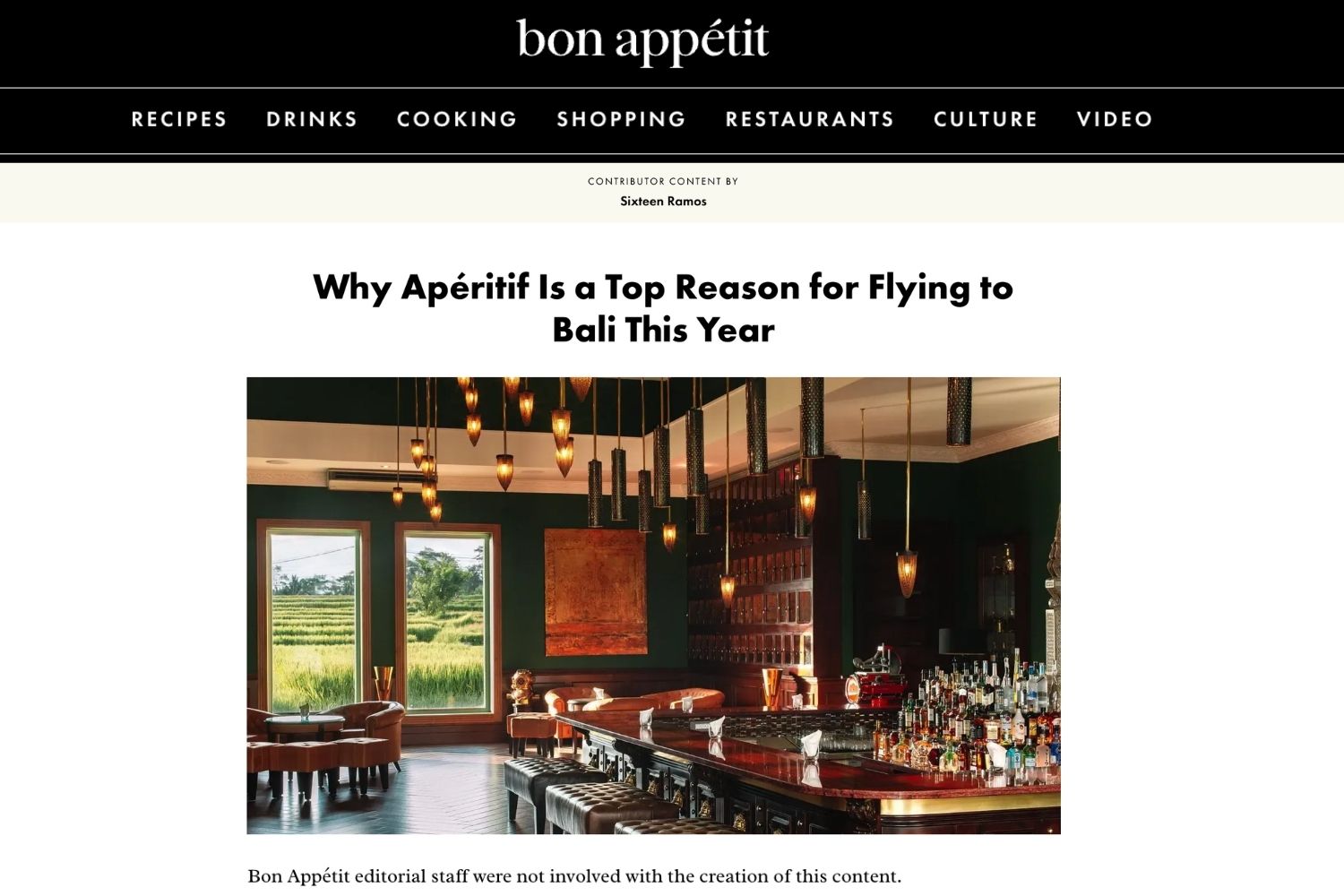 Sample Bon Appétit placement by Baden Bower